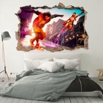 Vinyle et autocollants trou mur fortnite 3d nba