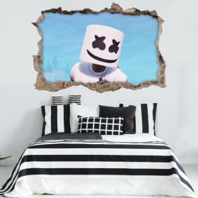 Vinyles et autocollants jeu vid&eacute;o fortnite marshmello 3d