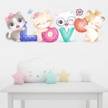 Vinyle et stickers muraux les chats love
