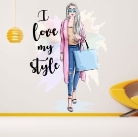 Autocollants en vinyle silhouette femme i love my style