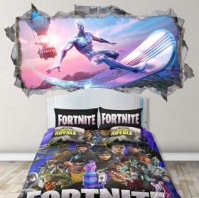 Vinyle et autocollants 3d jeu vid&eacute;o fortnite silver surfer
