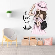 Autocollants en vinyle silhouette femme i love my style
