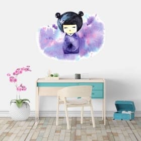 Vinyles et autocollants pour enfants aquarelle f&eacute;es des fleurs