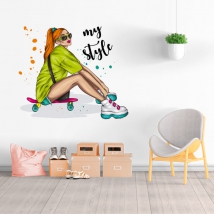 Vinyles et stickers femme patineuse mon style