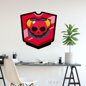 Autocollant décoratif logo étoiles de bagarre rouge