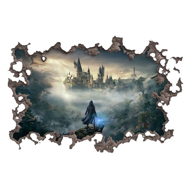 Harry Potter Poudlard Château 3D Effet Papier Déchiré Sticker