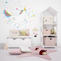 Vinyles décoratifs licorne avec des étoiles
