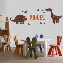 Vinyle avec des noms personnalisés et des dinosaures