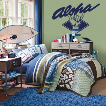 Vinyle décoratif et autocollants texte surf aloha