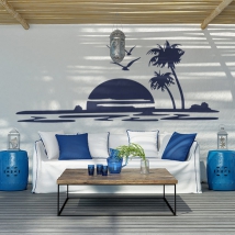 Vinyles décoratifs et autocollants coucher de soleil en mer