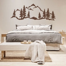 Stickers muraux paysage montagnes et arbres