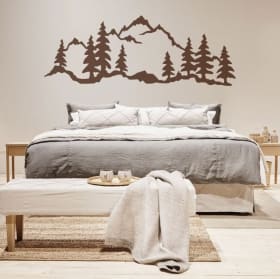 Stickers muraux paysage montagnes et arbres