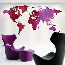 Vinyles décoratifs carte du monde en couleur