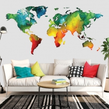 Vinyles carte du monde en couleur