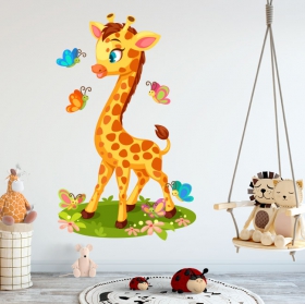 Vinyle pour enfants ou bébés girafe et papillons