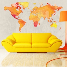 Vinyles et autocollants carte du monde en couleur
