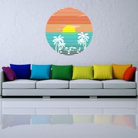 Vinyles d&eacute;coratifs et autocollants coucher de soleil sur la plage