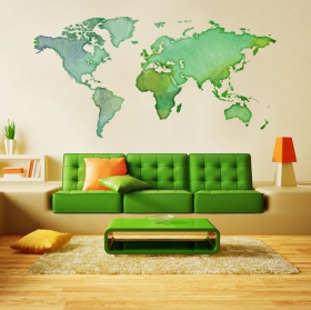 Vinyles adhésifs carte du monde en couleur