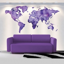 Vinyles décoratifs carte du monde couleur