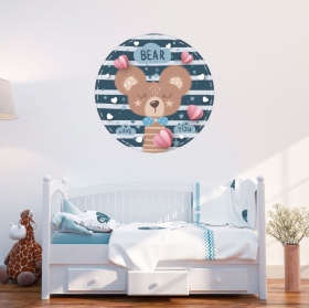 Vinyle et stickers pour enfants ou bébés ours romantique