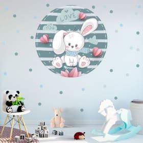 Vinyle et stickers pour enfants ou b&eacute;b&eacute; lapin romantique
