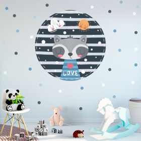 Vinyle et stickers pour enfants ou bébés raton laveur