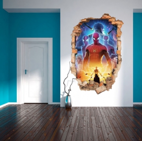Autocollants effet mur cassé 3d spider-man no way home
