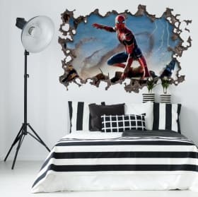 Vinyles effet de trou de mur 3d spider-man no way home