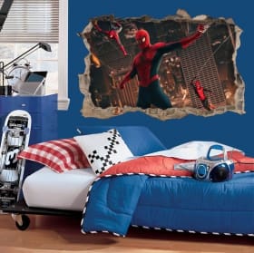Vinyles d&eacute;coratifs trou 3d spider-man no way home