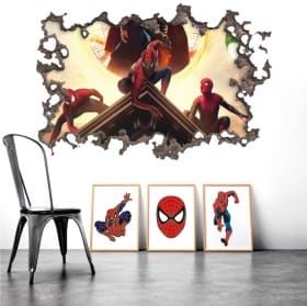 Vinyles d&eacute;coratifs mur cass&eacute; 3d spider-man no way home