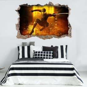 Vinyles d&eacute;coratifs trou mur 3d spider-man no way home