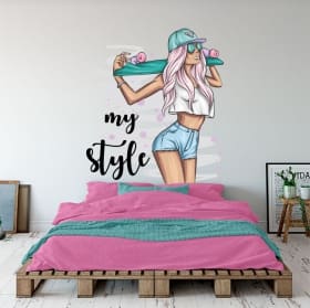 Vinyle d&eacute;coratif et autocollants femme patineuse