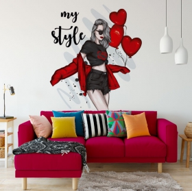 Vinyle décoratif femme et phrase my style