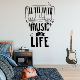 Vinyles et autocollants phrase anglaise music is life