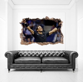 Vinyles trou mur 3d tennis rafa nadal