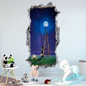 Vinyle 3d pour enfants escalier vers la lune