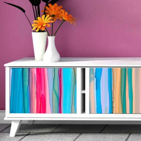 Vinyle décorer des meubles ou des armoires rayures colorées