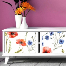 Vinyles fleurs pour meubles et armoires