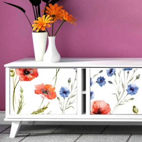 Vinyles fleurs pour meubles et armoires