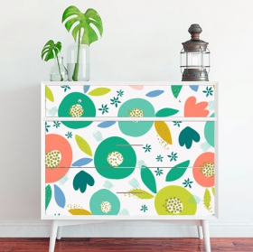Vinyles fleurs colorées pour décorer les meubles et les armoires