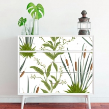 Vinyles avec fleurs et quenouilles pour meubles et armoires