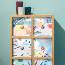 Vinyles meubles ou armoires illustration fleurs et traits