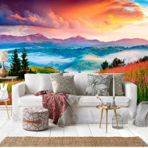 Papier peint ou murale paysage avec des montagnes