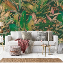 Papier peint ou murale fleurs plantes tropicales