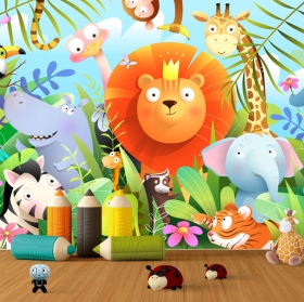 Papier peint ou papier peint dessins d'enfants d'animaux