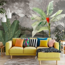 Papier peint ou peinture murale paysage de jungle ou de forêt