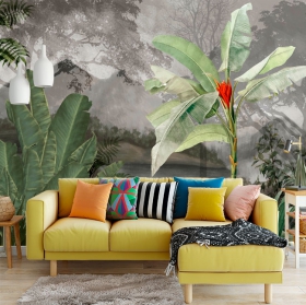 Papier peint ou peinture murale paysage de jungle ou de for&ecirc;t