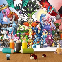 Fond d'écran ou photo murale dessins de pokémon de groupe