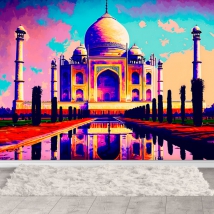 Papier peint ou peinture murale illustration moderne taj mahal monument