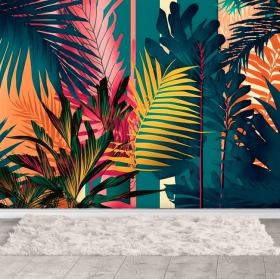 Papier peint motif palmiers tropicaux modernes